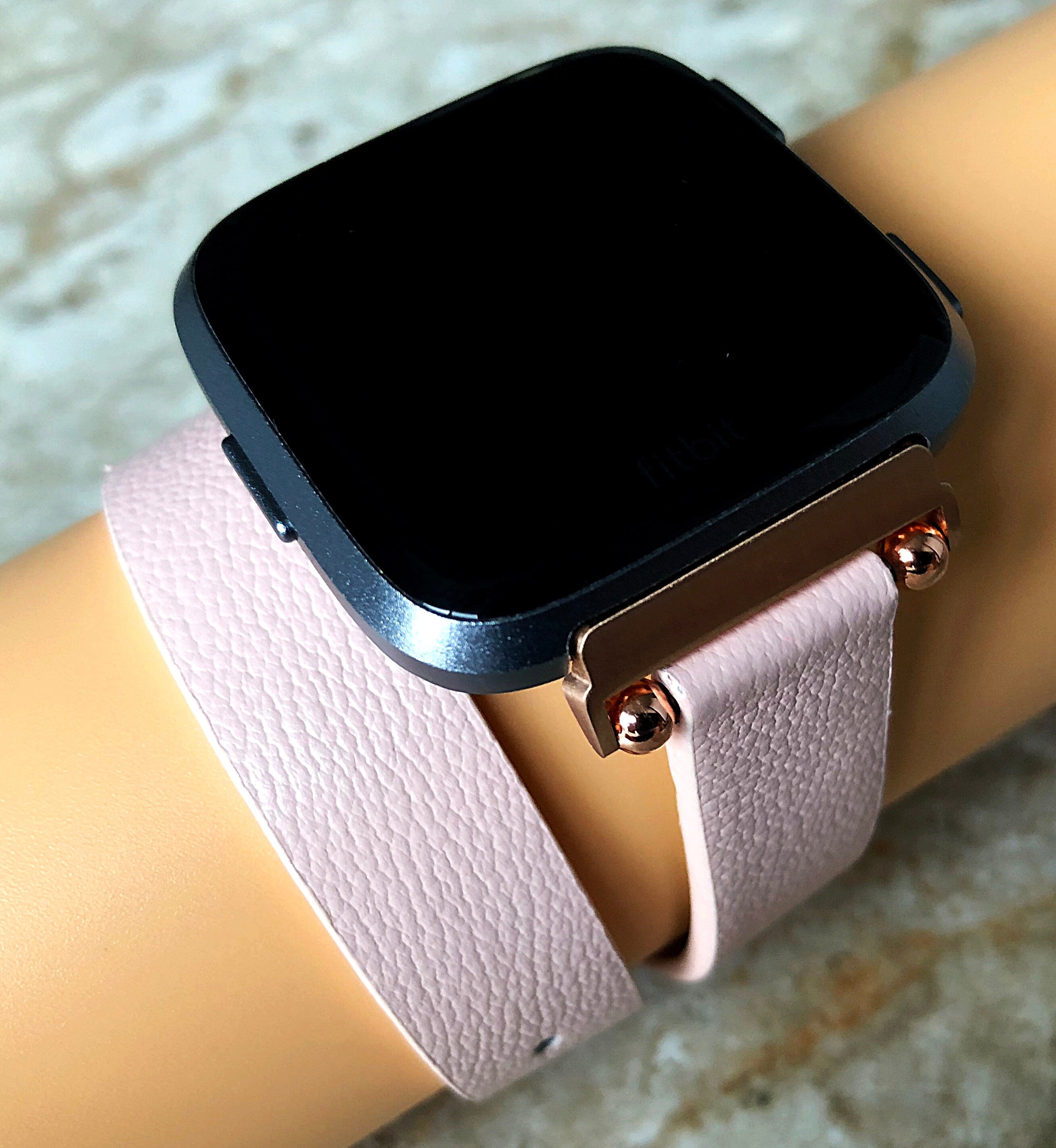 Fitbit Versa 2 3 4 Sense 2 Pink Soft Band Double Wrap Around Wrist Eco Vegan Leather Watch Strap Twice Bracelet in Silver Rose Gold Black